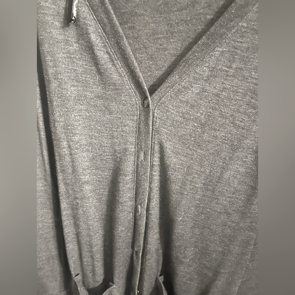 Large womens loose fit stone wash gray button-down cardigan - Picture 11 of 13